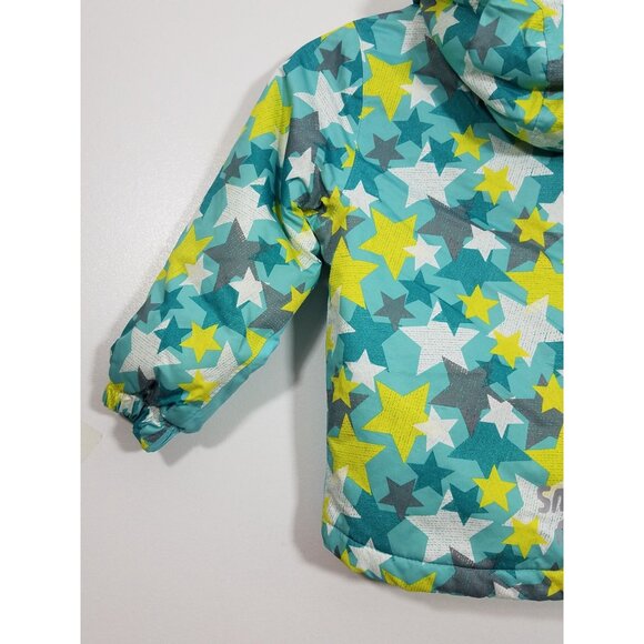 Lupilu Kids Insulated Rain  Jacket Hooded Star Patterned Blue Green Water-proof - Picture 11 of 12